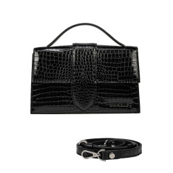 Women shoulder bag 028g 01 croco patent black