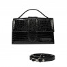 Women shoulder bag 028g 01 croco patent black