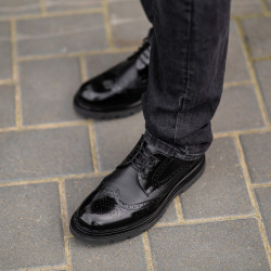 Men stylish, elegant shoes 972 black florantic combined