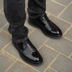 Men stylish, elegant shoes 972 black florantic combined