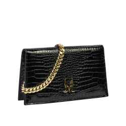 Women shoulder bag 029g croco patent black