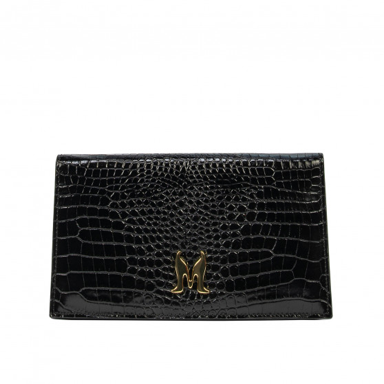 Women shoulder bag 029g croco patent black