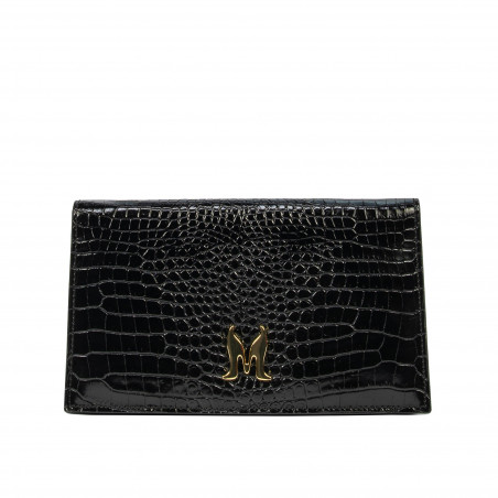 Women shoulder bag 029g croco patent black
