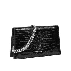 Women shoulder bag 029g 01 croco patent black