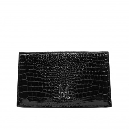 Women shoulder bag 029g 01 croco patent black