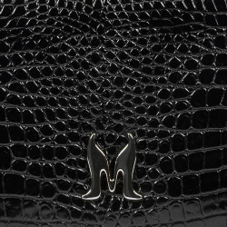 Women shoulder bag 029g 01 croco patent black