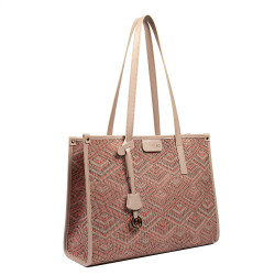 Women beach bag 031-1g motiv pink combined+beige
