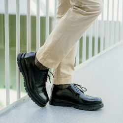 Men stylish, elegant shoes 972 black florantic combined