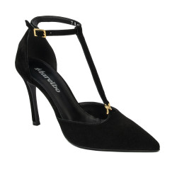 Women stylish, elegant shoes 1323 black velour