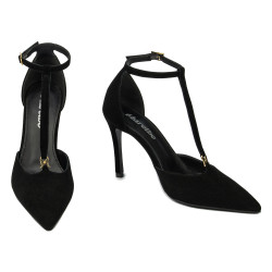 Women stylish, elegant shoes 1323 black velour
