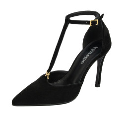 Women stylish, elegant shoes 1323 black velour