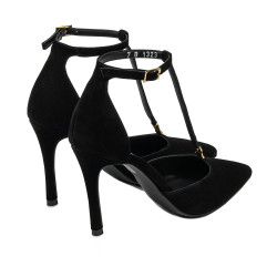 Women stylish, elegant shoes 1323 black velour