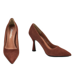 Women stylish, elegant shoes 1322 cognac antilopa