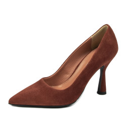 Women stylish, elegant shoes 1322 cognac antilopa