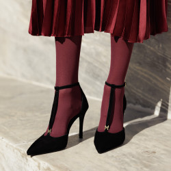 Women stylish, elegant shoes 1323 black velour