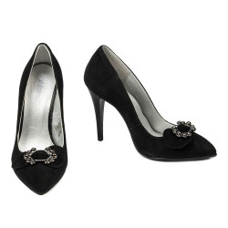 Women stylish, elegant shoes 1279 black antilopa