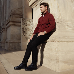 Men stylish, elegant shoes 972 patent indigo combined lifestyle