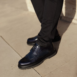 Men stylish, elegant shoes 972 patent indigo combined lifestyle