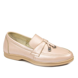 Women loafers, moccasins 6054 pudra pearl