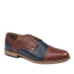 Men stylish, elegant shoes 880 brown+indigo
