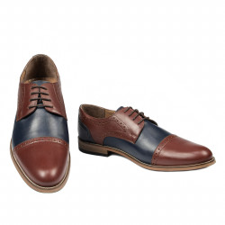 Men stylish, elegant shoes 880 brown+indigo
