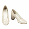 Women stylish, elegant shoes 1268 patent ivory