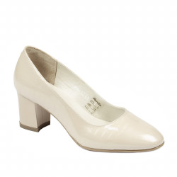 Women stylish, elegant shoes 1268 patent ivory