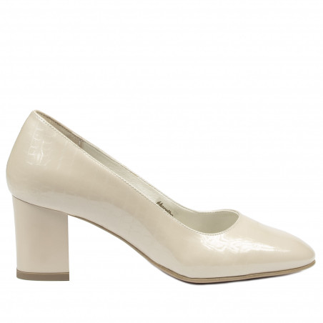 Women stylish, elegant shoes 1268 patent ivory