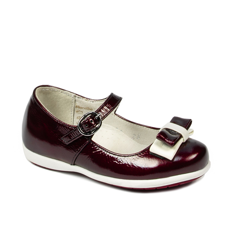 Small children shoes 51c patent bordo+white