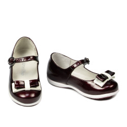 Small children shoes 51c patent bordo+white