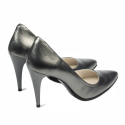 Women stylish, elegant shoes 1246 gray metalizat