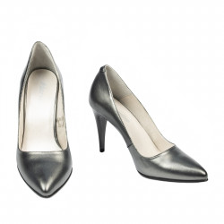 Women stylish, elegant shoes 1246 gray metalizat