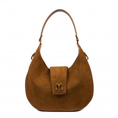 Women shoulder bag 036g suede brown