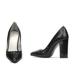 Women stylish, elegant shoes 1275 black satinat