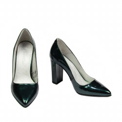Women stylish, elegant shoes 1261 patent lime pearl