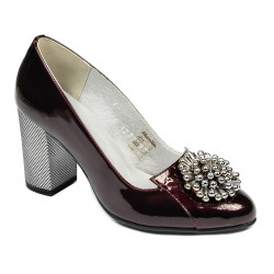 Women stylish, elegant shoes 1272 patent bordo