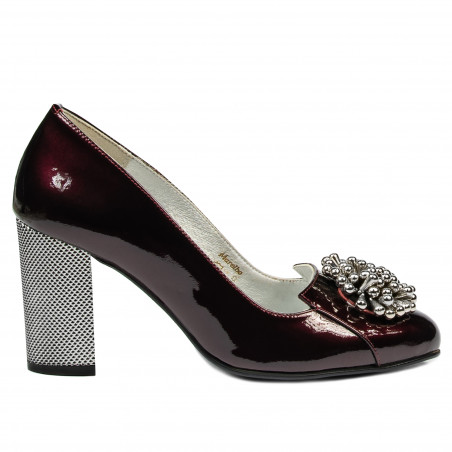 Women stylish, elegant shoes 1272 patent bordo