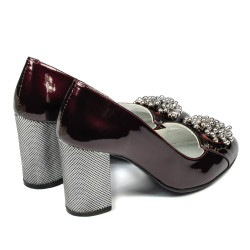 Women stylish, elegant shoes 1272 patent bordo