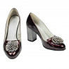 Women stylish, elegant shoes 1272 patent bordo