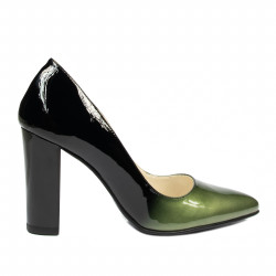 Women stylish, elegant shoes 1261 patent green+black
