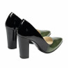 Women stylish, elegant shoes 1261 patent green+black