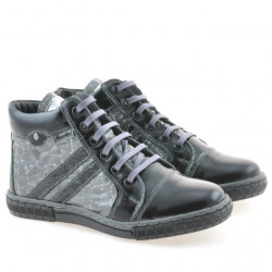Children boots 3213 patent black+gray