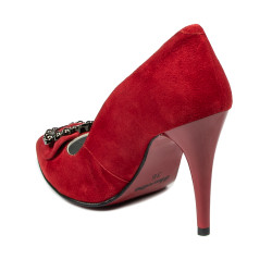 Women stylish, elegant shoes 1279 red antilopa