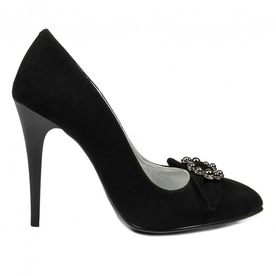 Women stylish, elegant shoes 1279 black antilopa