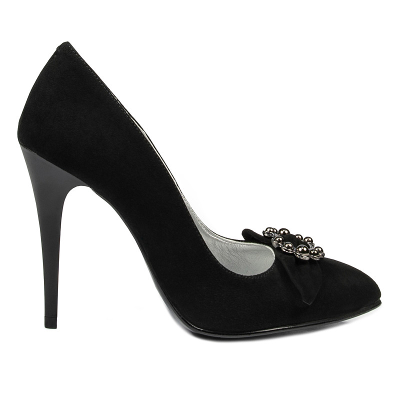 Women stylish, elegant shoes 1279 black antilopa