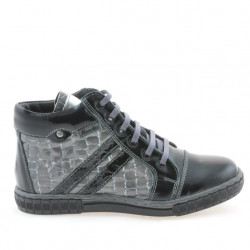 Children boots 3213 patent black+gray