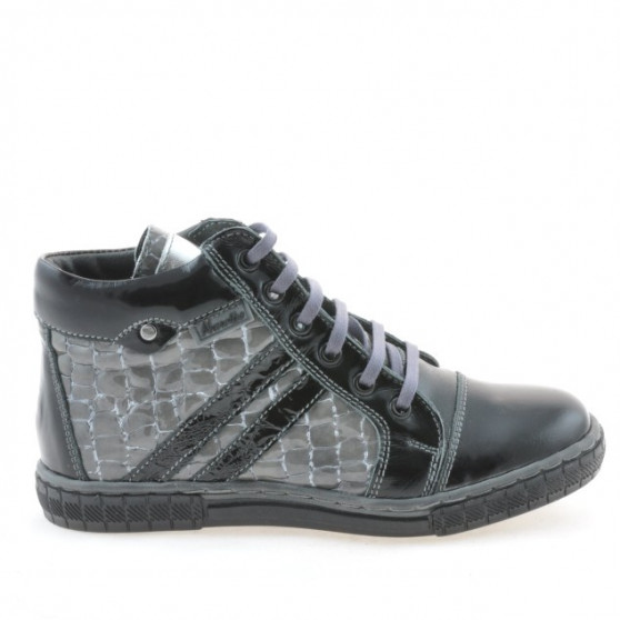 Children boots 3213 patent black+gray
