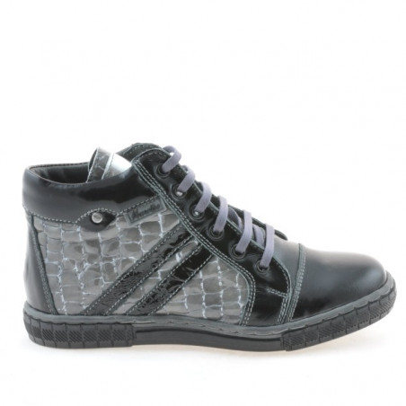 Children boots 3213 patent black+gray