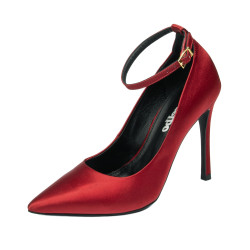 Women stylish, elegant shoes 1311 satin red