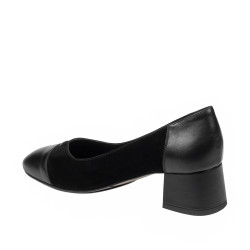 Women stylish, elegant shoes 1332 black velour combined